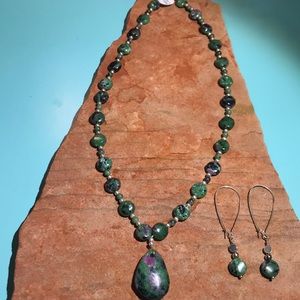 Ruby Zoisite necklace set